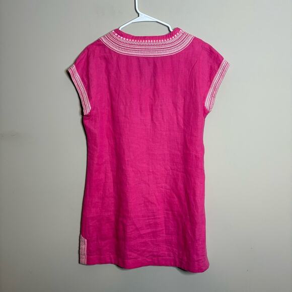Boden Yasmin Embroidered Pink Linen Tunic Dress Size 10 - Picture 7 of 8